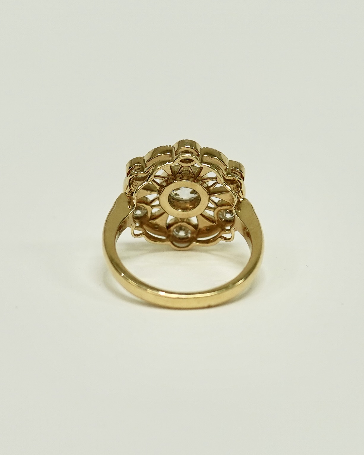 Old European Round Cut Flower Engagement Ring - Image 4