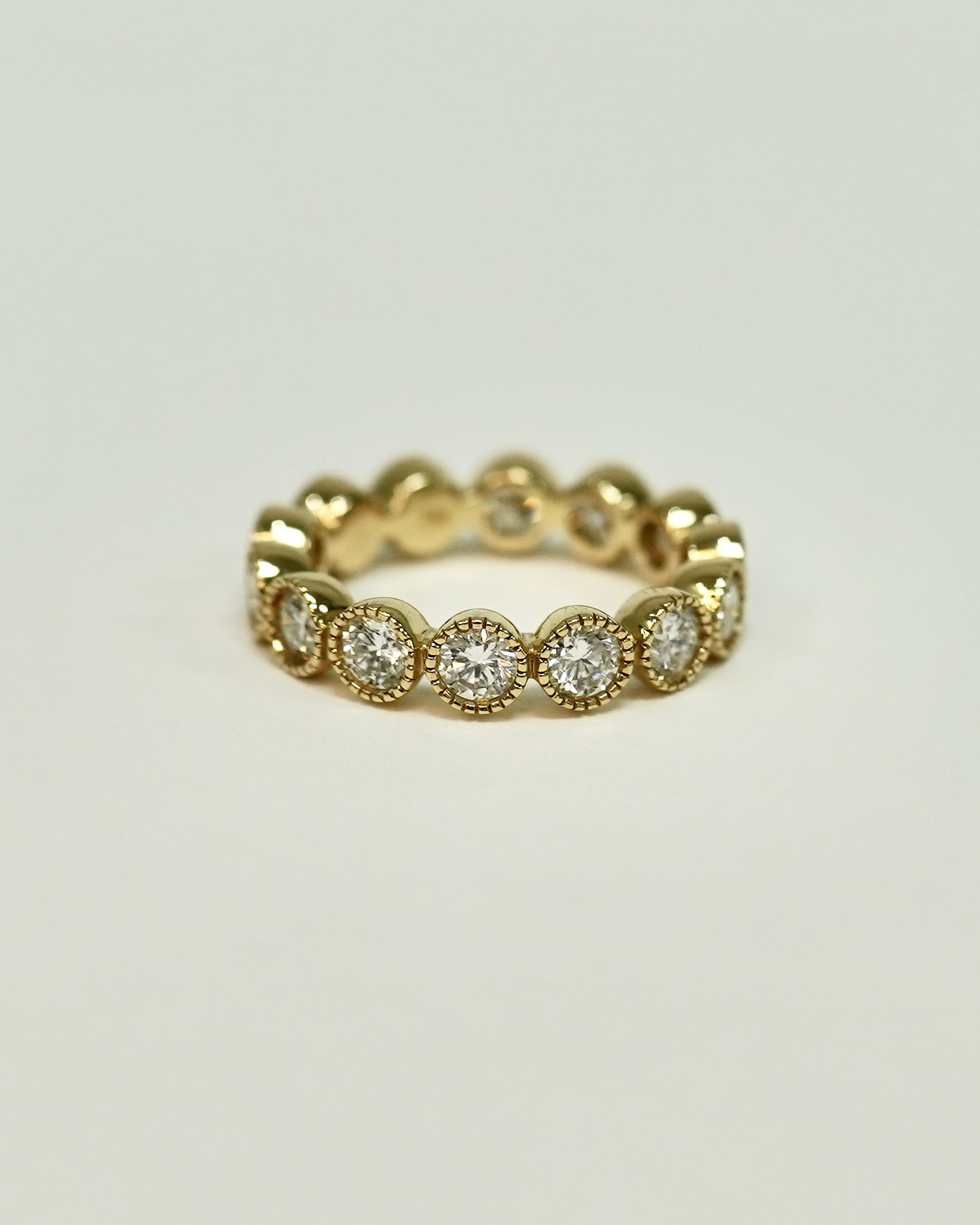 Old European Round Diamond Bezel Set Wedding Band - Image 2