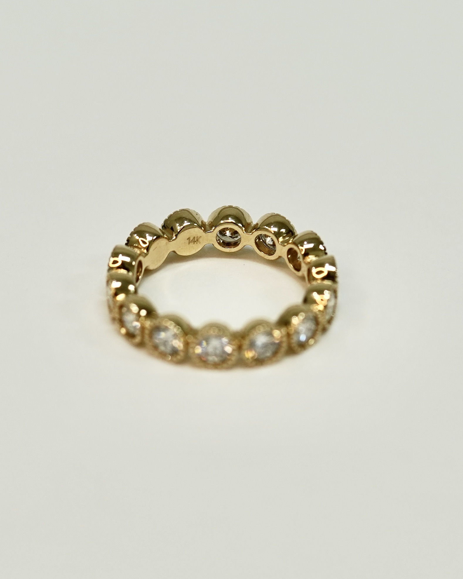 Old European Round Diamond Bezel Set Wedding Band - Image 5