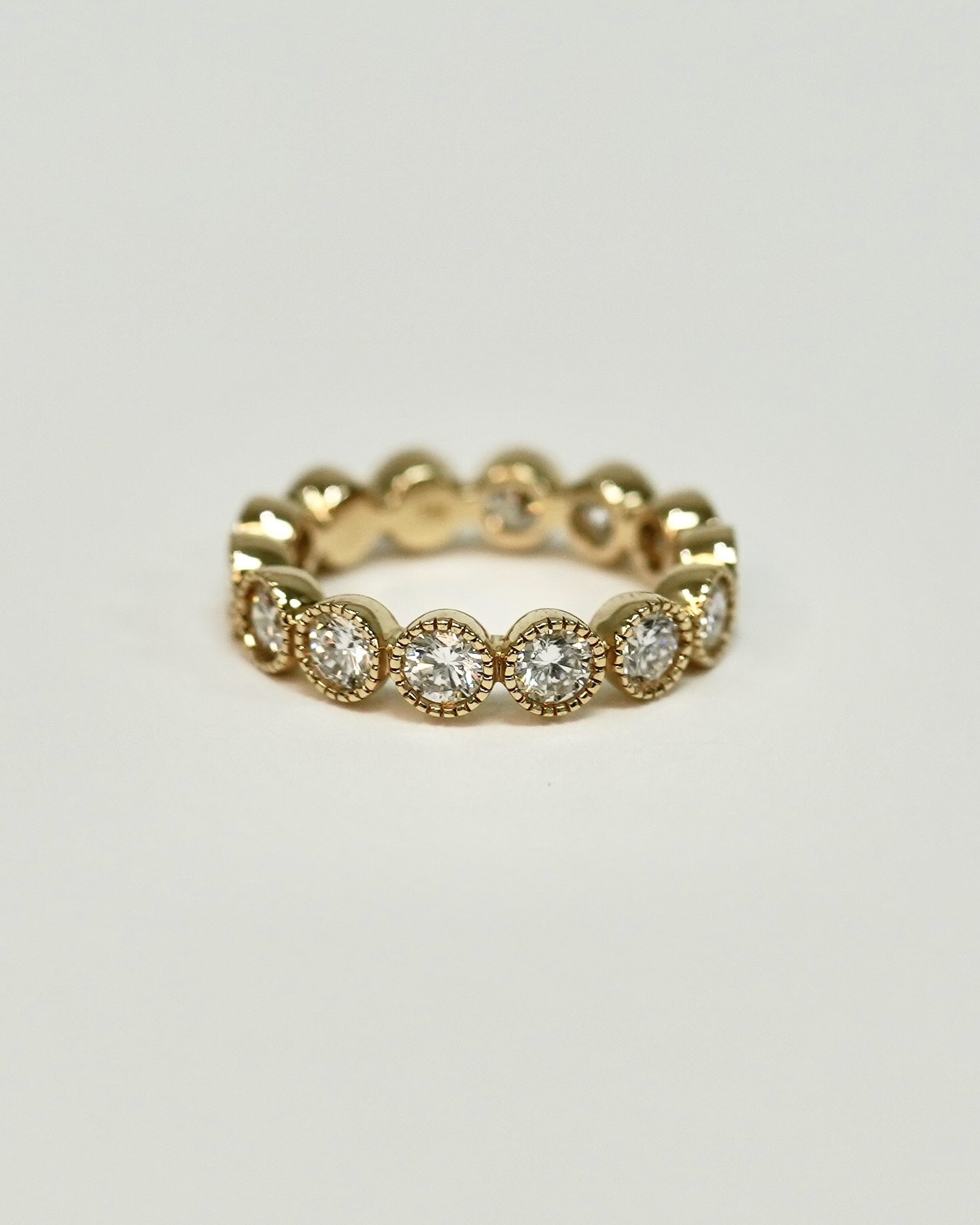 Old European Round Diamond Bezel Set Wedding Band